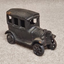 Cast Iron Toy Black Car With Cast Iron Wheels Vintage Heavy Metal Car