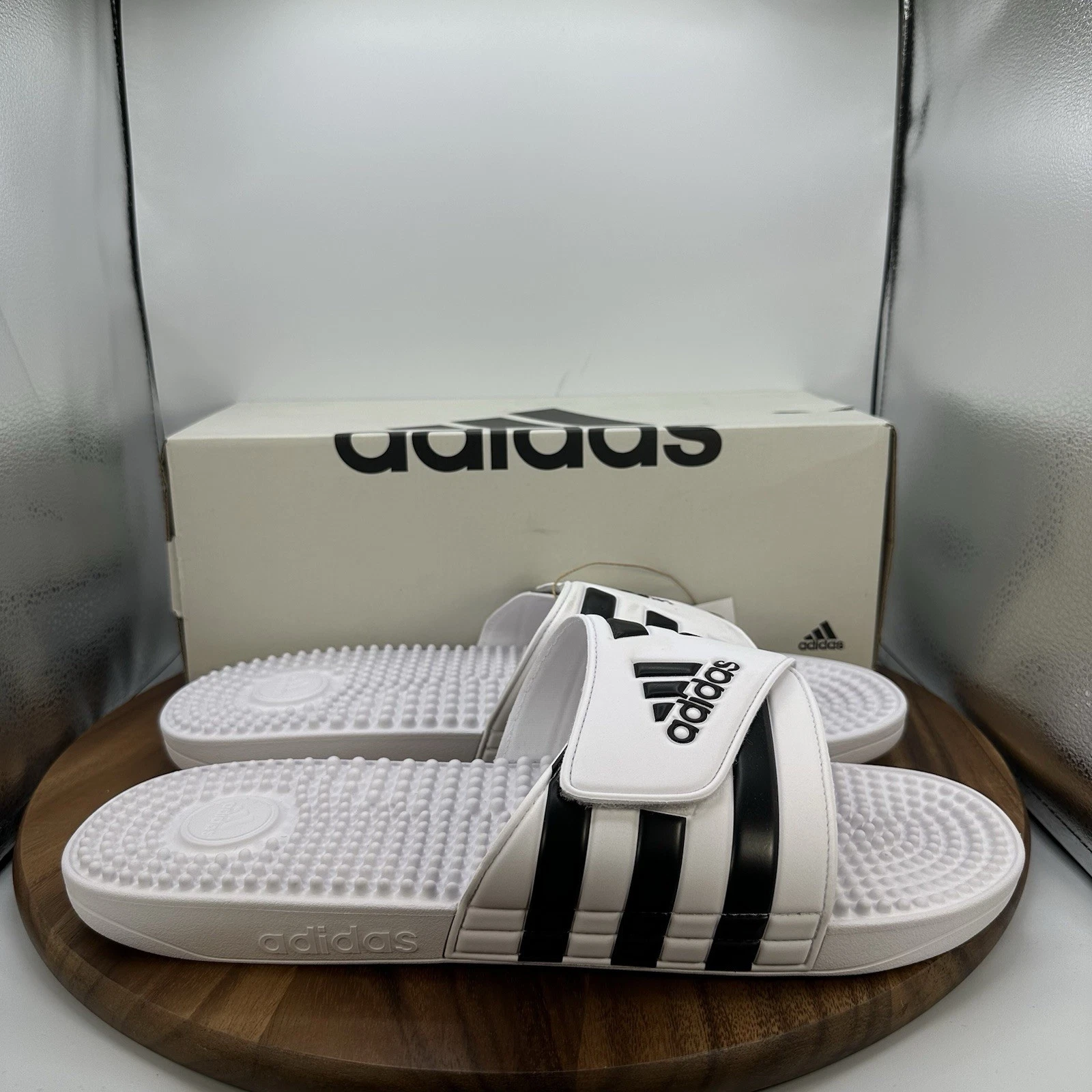 Adidas Adissage sandali slip on slide bianco nero casual spiaggia F35573 uomo 17