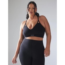 Savage X Fenty Sport Bra Black V-Neck Cutout Racerback Activewear Women 1X