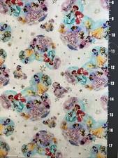 Disney Mickey Head W/ Characters Custom Cotton Fabric FQ 18 By 28 New