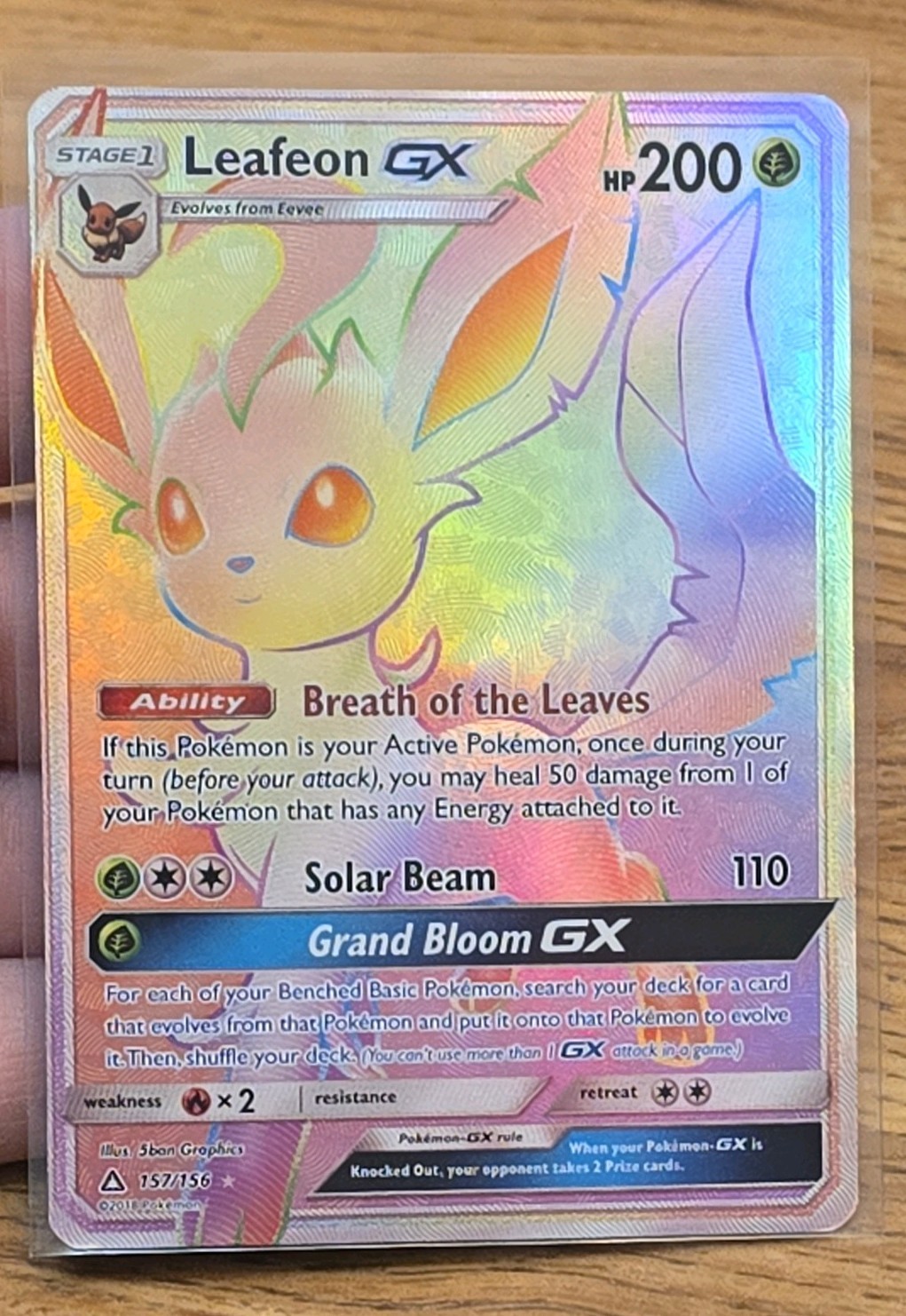 Pokemon TCG Leafeon GX (Secret Rare) 157/156 Sm-Ultra Prism Holo