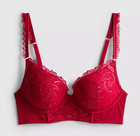 Primark 2 sizes bigger boost cup bra Sequin Lace maximise Push Up THICK Pad Red