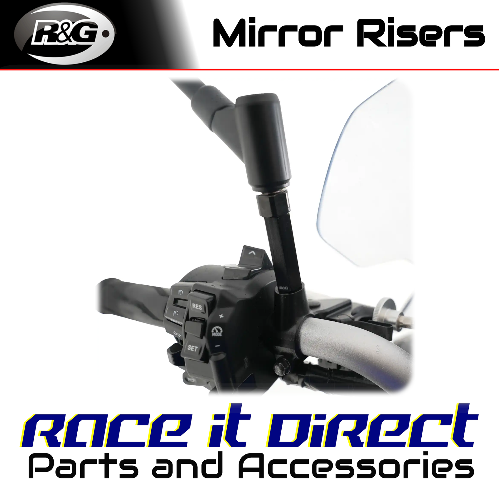 Mirror Risers for Ducati Hypermotard 950 2019-2025 R&G