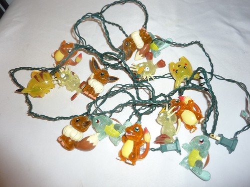 Pokémon Decorative Light String w Figures Vintage 1999 Pikachu Charmander READ