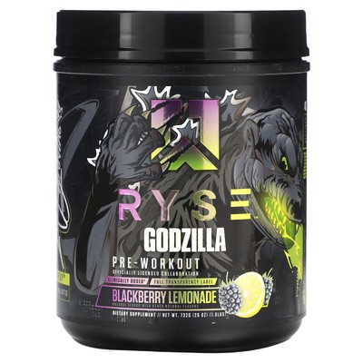 2 X Ryse Supps, Godzilla, Pre-Workout, Blackberry Lemonade, 1.6 lbs (732 g)