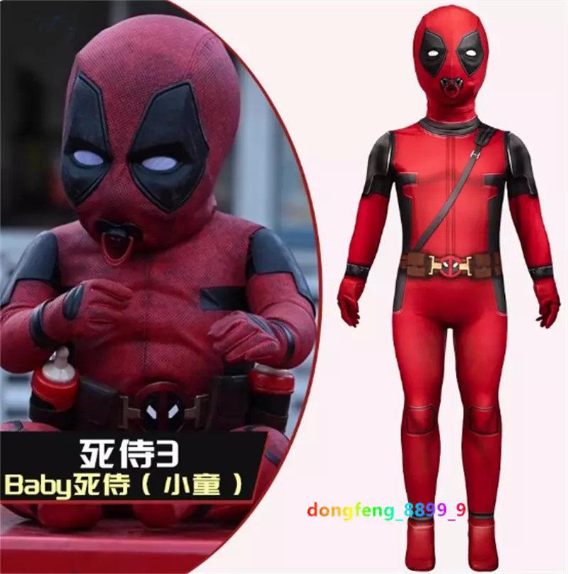 Baby Deadpool Cosplay Bodysuit Deadpool Jumpsuit Kids Boys Costume  Halloween