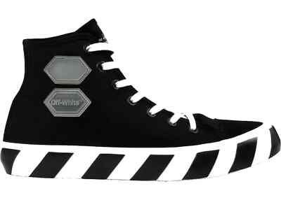 OFF-WHITE Vulcanized Hi Black Striped Size 8.5. OMIA110R19C210351098