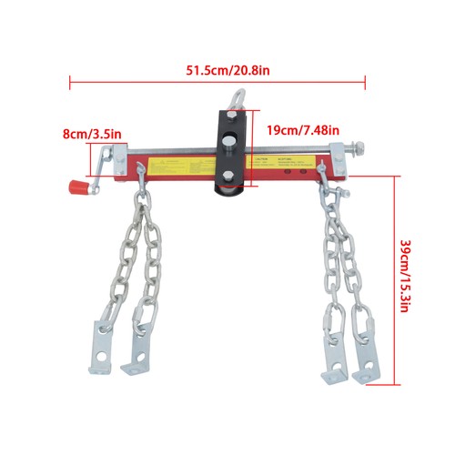 Nuevo elevador de motor rojo de 3/4 toneladas accesorio de grúa de taller nivelador de motor de acero de 3 motores - Imagen 2 de 14