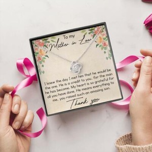 Authentic for Mother-in-law Love Knot Necklace From Bride with Inspirational Messages