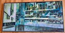 VINTAGE MODERN 60'S D. MAGNUS ENGSTROM SAN FRANCISCO ABSTRACT CITYSCAPE PAINTING