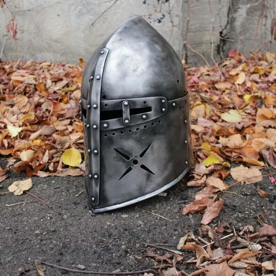 DISFRAZ DE CABALLERO MEDIEVAL BIZANTINO Imperio Cota de malla Casco vikingo R...