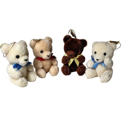 Dakin & Co. Plush Teddy Bears 1985 All Wool Pile Articulated, Lot of 4 Vintage