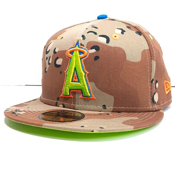 ★BAUF★ Angel Ball Cap Desert Camo NWT New Era Anaheim Angels Desert Camo Neon Pop 59Fifty