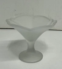 Camphor Glass Stemmed Compote Candy Dish, decorative, Made In Italy 5.8”, Used