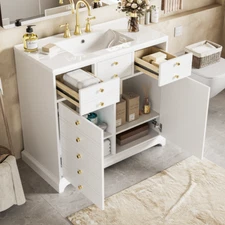 Freestanding Bathroom Vanity with Sink, 36'' Bathroom Vanity Cabinet, 2 Drawers