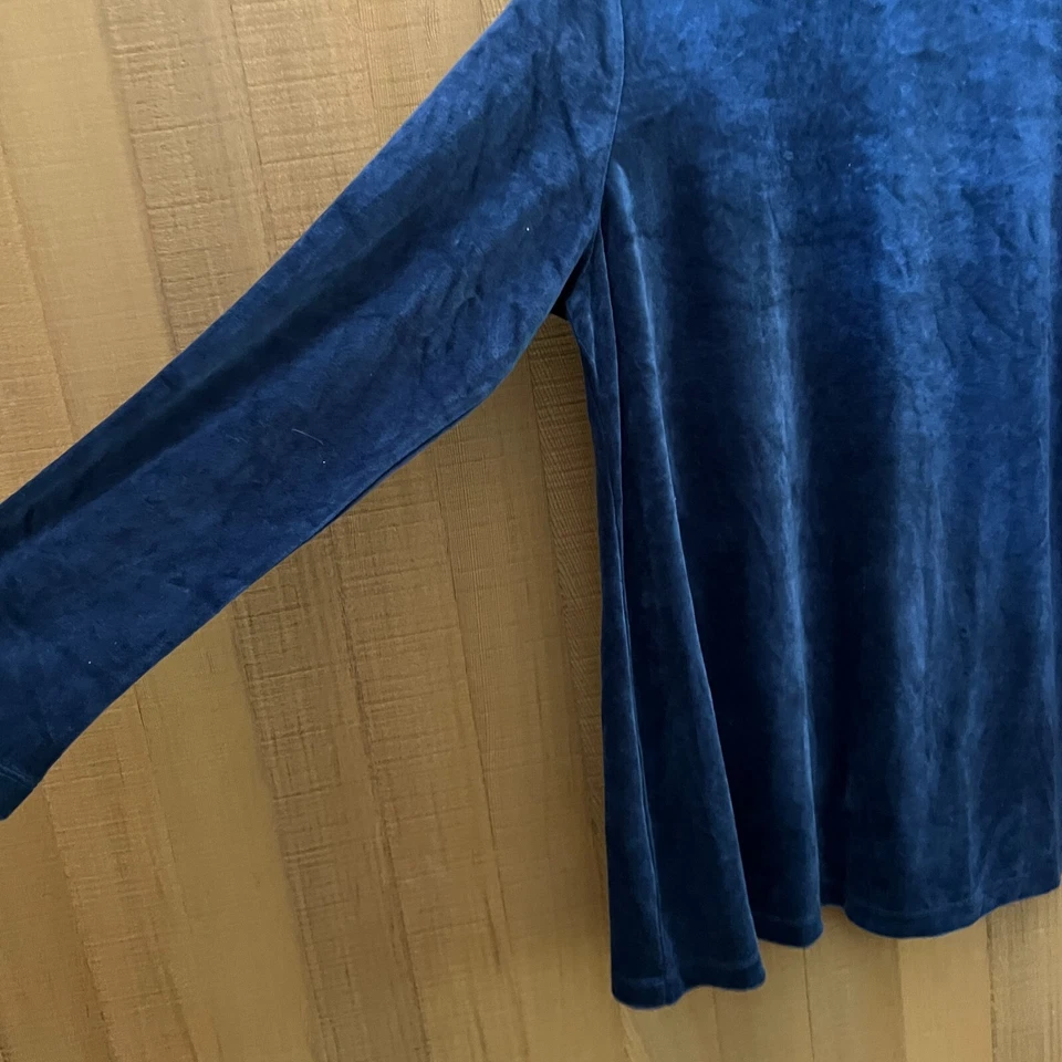 Top túnica Pure J. Jill para mujer grande azul marino terciopelo camisa manga larga Foto 4 de 4