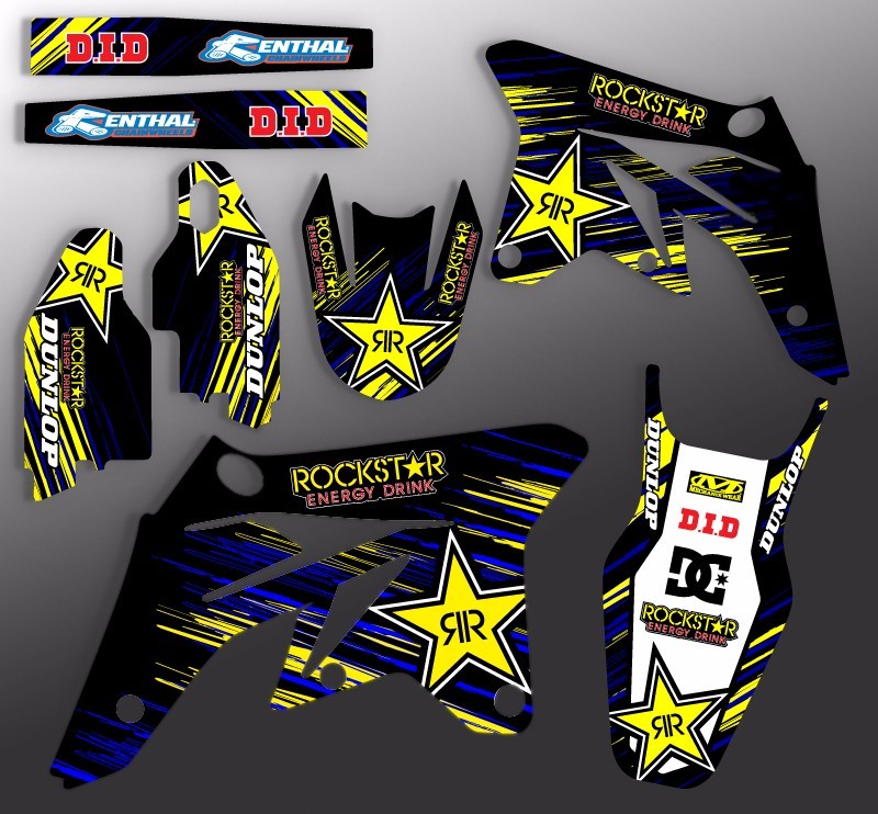 2015 2016 2017 YAMAHA YZ 125 250 GRAPHICS ROCKSTAR : YELLOW
