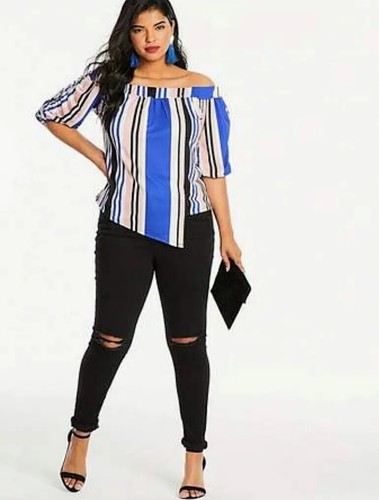 Plus bardot top UK 16 womens striped party summer