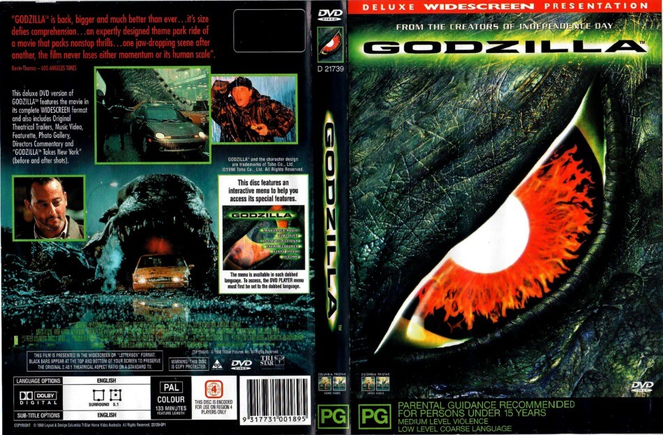 Godzilla (DVD, 1998) Matthew Broderick, Jean Reno, Maria