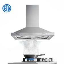 Campana extractora montada en la pared de 30 pulgadas 350 CFM tipo chimenea tres velocidades ventilación de luz LED
