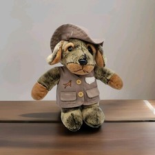 Vtg DanDee Collector Choice Brown Stuffed Puppy Dog Plush Hunting Camping Vest