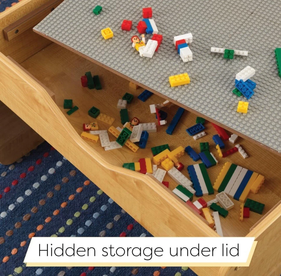 Mesa de actividades de madera reversible Kidkraft con tablero con 195 ladrillos de construcción - Foto 4 de 4