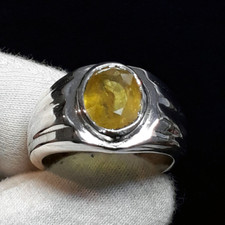 Natural Yellow Sapphire Ring-Astrological Ring -Birthstone Ring-Silver Ring
