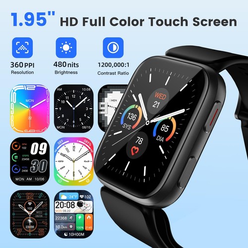 Blood Pressure Smart Watch 1.95'' Blood Pressure Watch with Air Pump Cuff, Blood - Picture 4 of 9