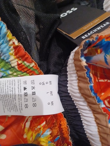 Hugo Boss black label orange floral print Swim trunks Quik-dry size L - Picture 4 of 7