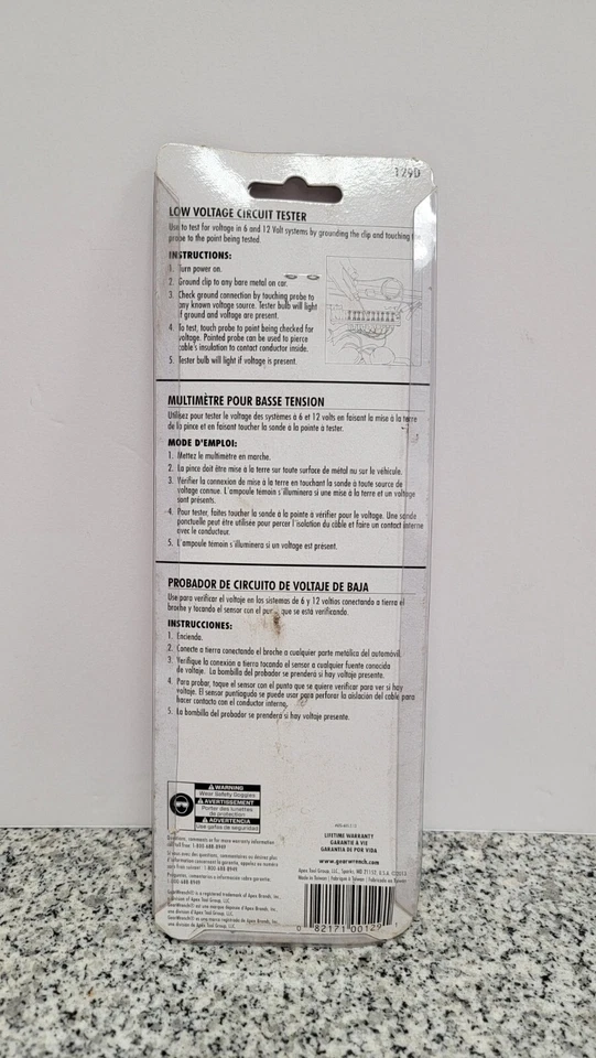 GearWrench 129D 6V-12V Plastic & Steel Red Low-Voltage Circuit Tester a-x - Image 4 of 4