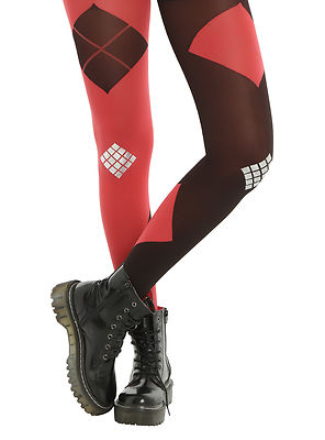 SUICIDE SQUAD DC Comics HARLEY QUINN Costume Cosplay Split Tights Pantyhose NEW