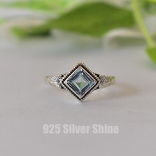 BLUE TOPAZ NATURAL GEMSTONE 925 STERLING SILVER HANDMADE JEWELRY RING 3 TO 12