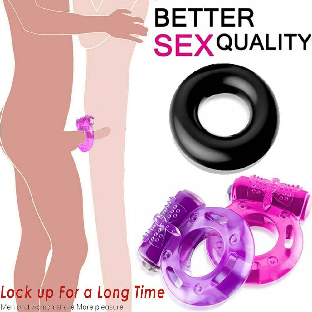 3PC Penis Cock Ring Vibrating + Clit Stimulator Enhancer for Men Couple Sex Toy eBay