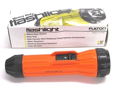 NOS! FULTON SAFETY APPROVED FLASHLIGHT, "PEOPLES GAS CO.", #912IMP