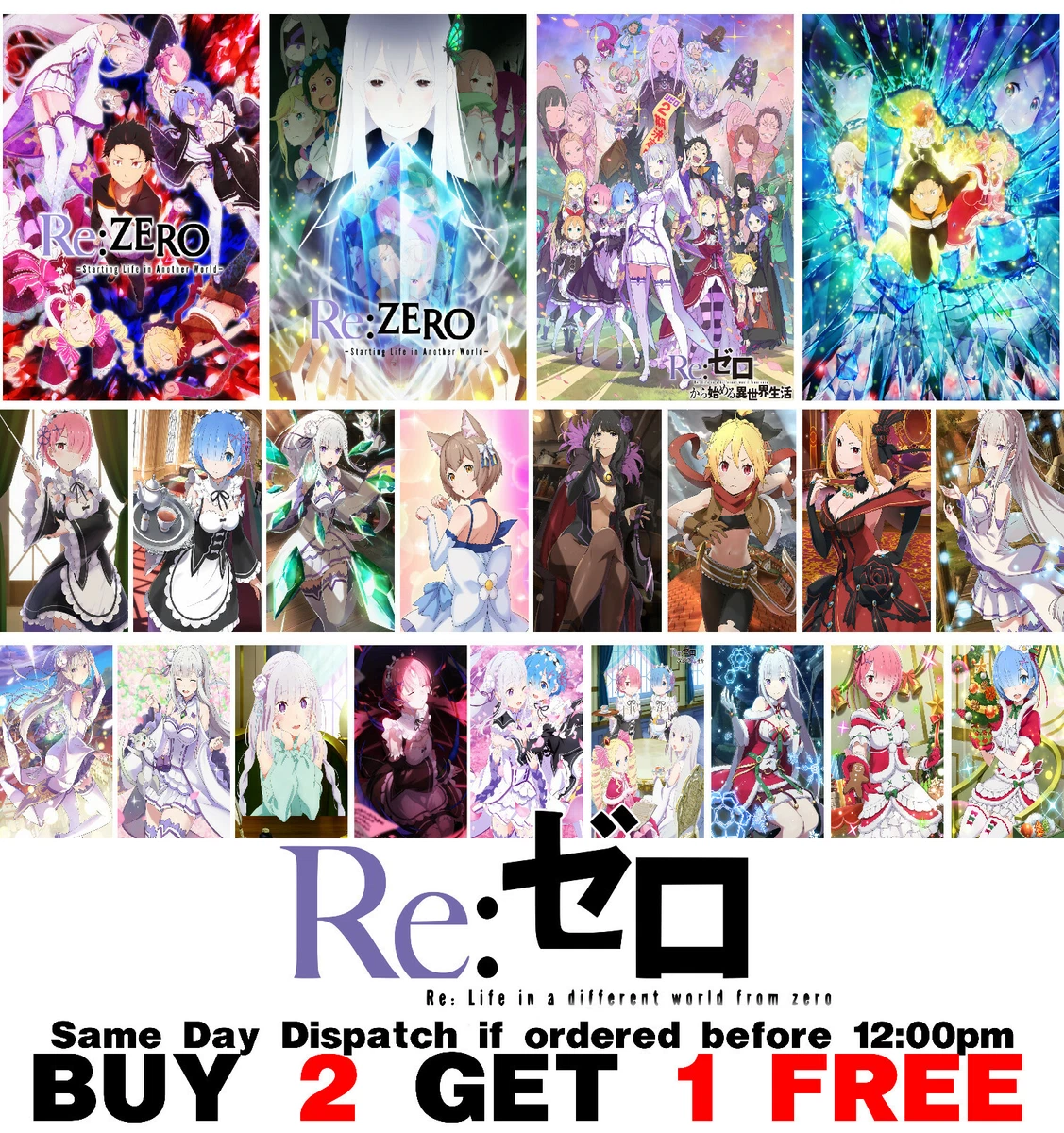 re:Zero Anime Manga Season 2 Poster A3 A4 5x7 Satin Matt Gloss