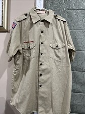 Boy Scout BSA UNIFORM SHIRT Mens Large Short Sleeve Tan A53