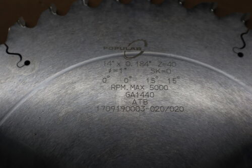 Popular Tools GA1440 40T 14"x0.184" Sawblade High Definition Tooling 5076300 NEW - Picture 5 of 14