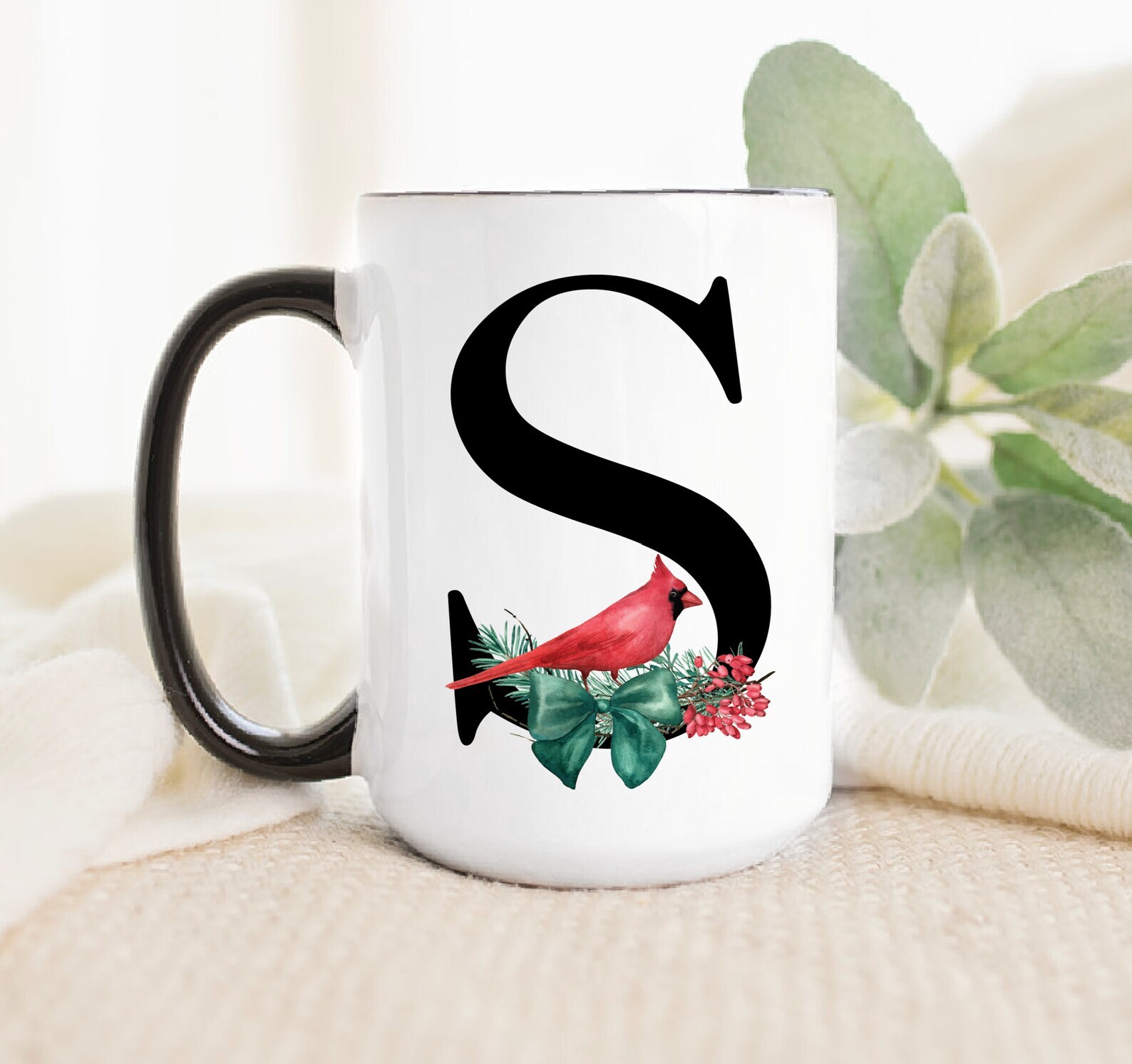 Cardinalmonogram Initial Name Coffee Mug Custom Cardinal Gifts Microwave