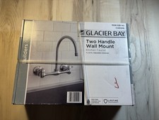 Glaciers Bay Builders 2-Handle Wall Mount High-Arc Kitchen Faucet Chrome