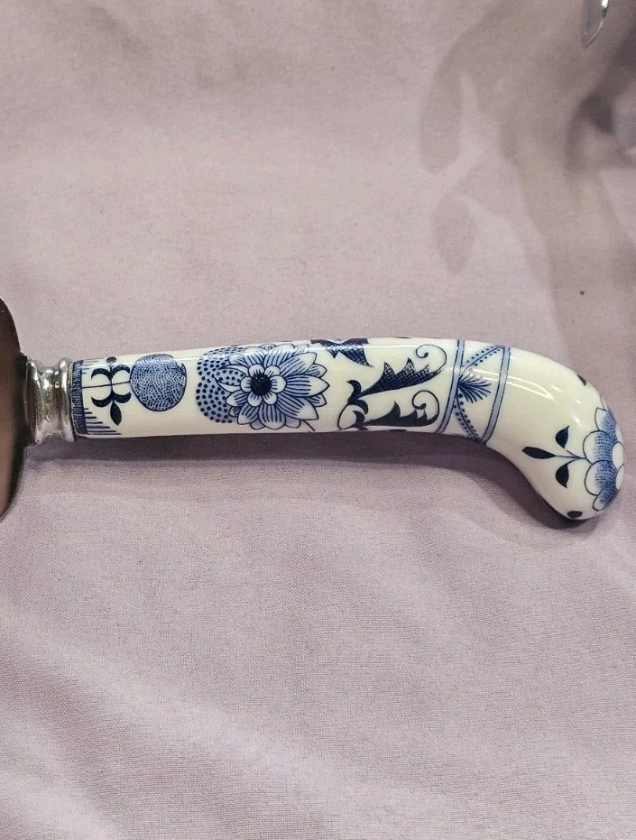Cuchillo para servir pasteles Sheffield cucharada de helado cebolla azul danubio azul vintage Foto 2 de 4