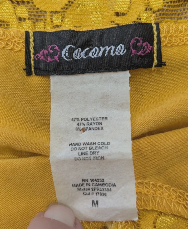 Camiseta sin mangas vintage Y2K para mujer talla mediana coqueta encaje cami años 90 amarilla Foto 3 de 4