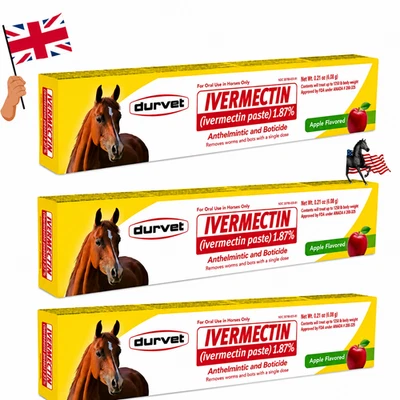 3-Pack Horse Paste Apples Flavored 6.08 g 1.87% Horse Dewormer in uk - Image 1 of 4