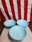 Vtg. Fire king blue delphite milk glass bowl. 6" Set Of 3