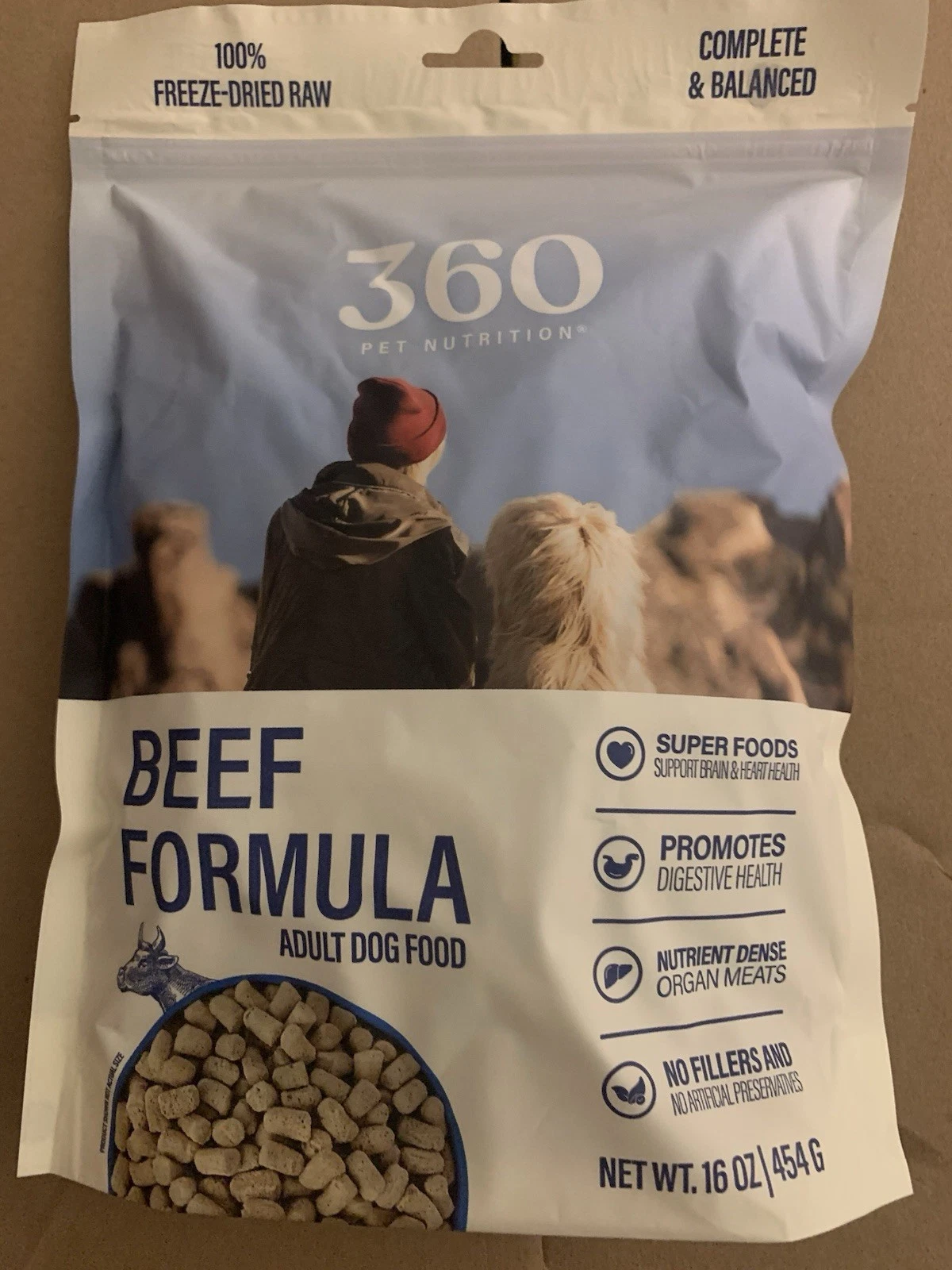 360 Pet Nutrition Beef Formula Adult Dog Food 16oz Bag