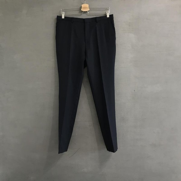 Men Hugo Boss Trousers Navy Wool L