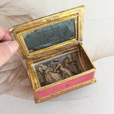 Boite à Couture Pique Aiguilles ancienne avec Miroir et Gravure XIXè