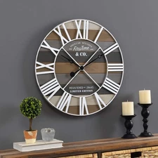 FirsTime & Co.® Gray Maritime Farmhouse Planks Clock, American Crafted, Gray,...