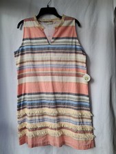 Spartina 449 Evie Fringe Shift Dress Women's L Novelty Stripe NEW WITH TAGS