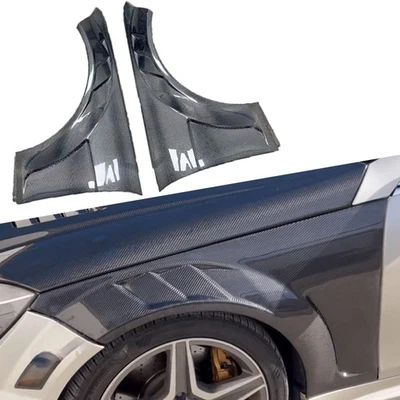 Real Carbon Fiber Pair Front Fenders Wing for Benz C63 AMG W204 Sedan 2008-2015 - Image 1 of 4