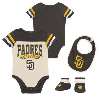Newborn Outerstuff Brown San Diego Padres Up One Three-Piece Bodysuit, Bib &